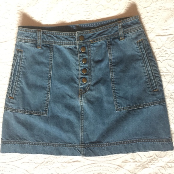 Free People Wildfire Snap/Button Fly Denim Skirt - Picture 3 of 8